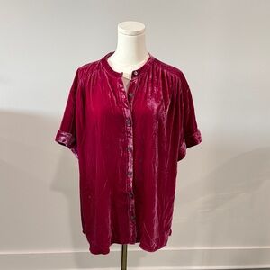 Sundance Crushed Velvet Button-Down Shirt - Pink